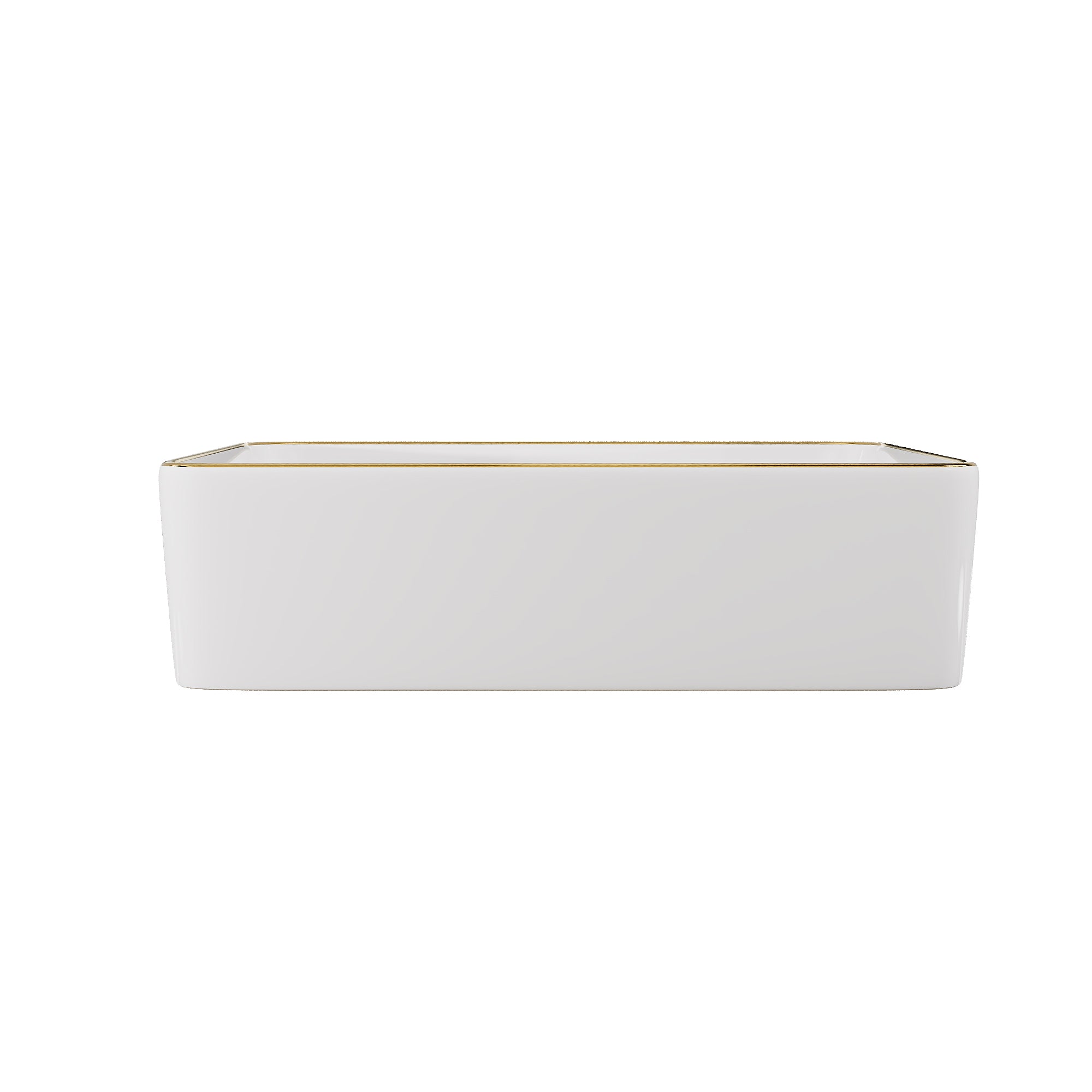 DeerValley DV-1V0365 Lavabo vasque rectangulaire 48 x 38 cm avec bordure dorée, lavabo de salle de bain en céramique blanche rectangulaire à poser sur plan, vasque artistique en porcelaine, lavabo moderne 48 cm,FR