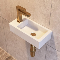 Lavabo mural DeerValley – Lavabo en céramique compact et élégant pour petites salles de bain,FR