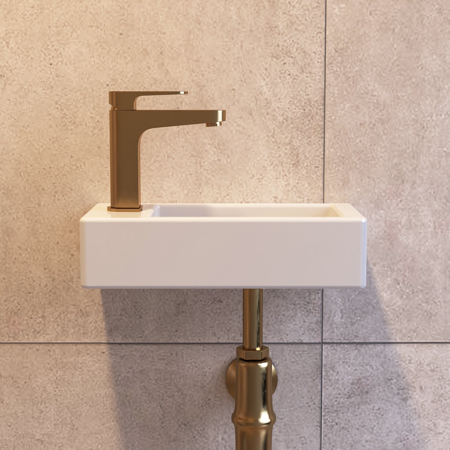 Lavabo mural DeerValley – Lavabo en céramique compact et élégant pour petites salles de bain,FR