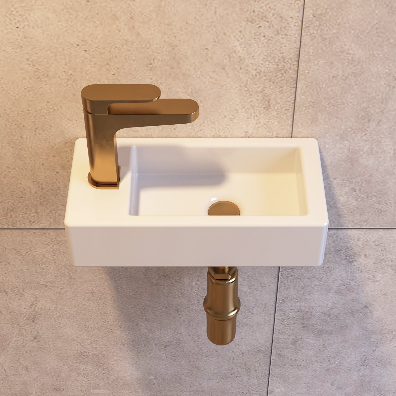 Lavabo mural DeerValley – Lavabo en céramique compact et élégant pour petites salles de bain,FR