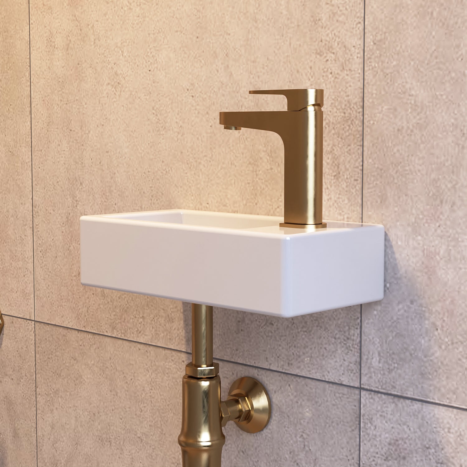 Lavabo mural DeerValley – Gain de place et moderne, en céramique de haute qualité,FR