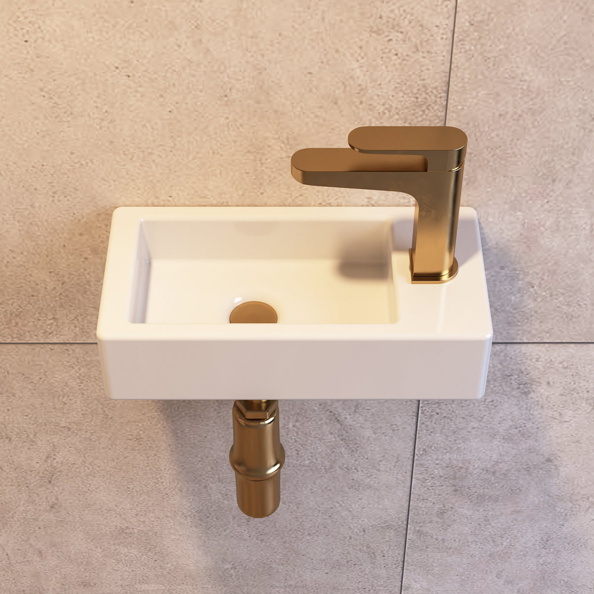 Lavabo mural DeerValley – Gain de place et moderne, en céramique de haute qualité,FR