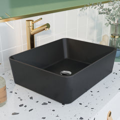 DeerValley DV-2V031 Lavabo vasque rectangulaire 48 x 38 cm, lavabo de salle de bain à poser sans trop-plein, céramique moderne Ally