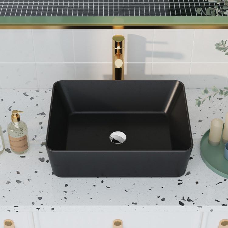 DeerValley DV-2V031 Lavabo vasque rectangulaire 48 x 38 cm, lavabo de salle de bain à poser sans trop-plein, céramique moderne Ally
