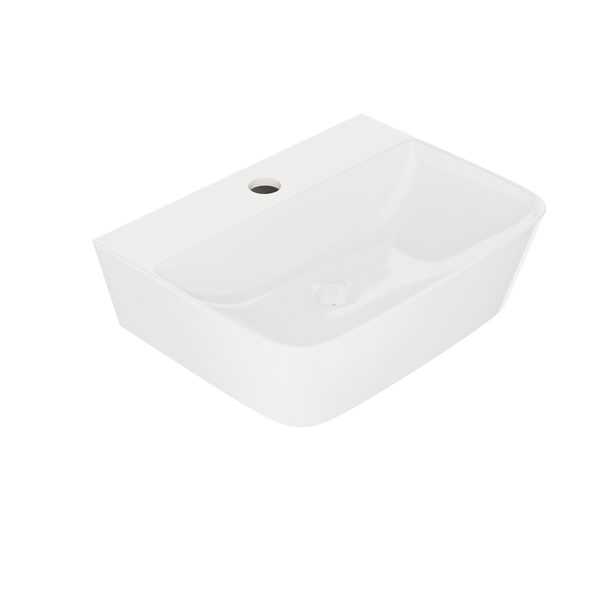DeerValley DV-EU1WS0433 Wandmontiertes Badezimmer-Waschbecken, Rechteckiges Keramikbecken, Modernes Weiß, Wand- oder Aufsatzmontage, Ohne Überlauf, Mit Wasserloch, 41×32×12 cm,DE