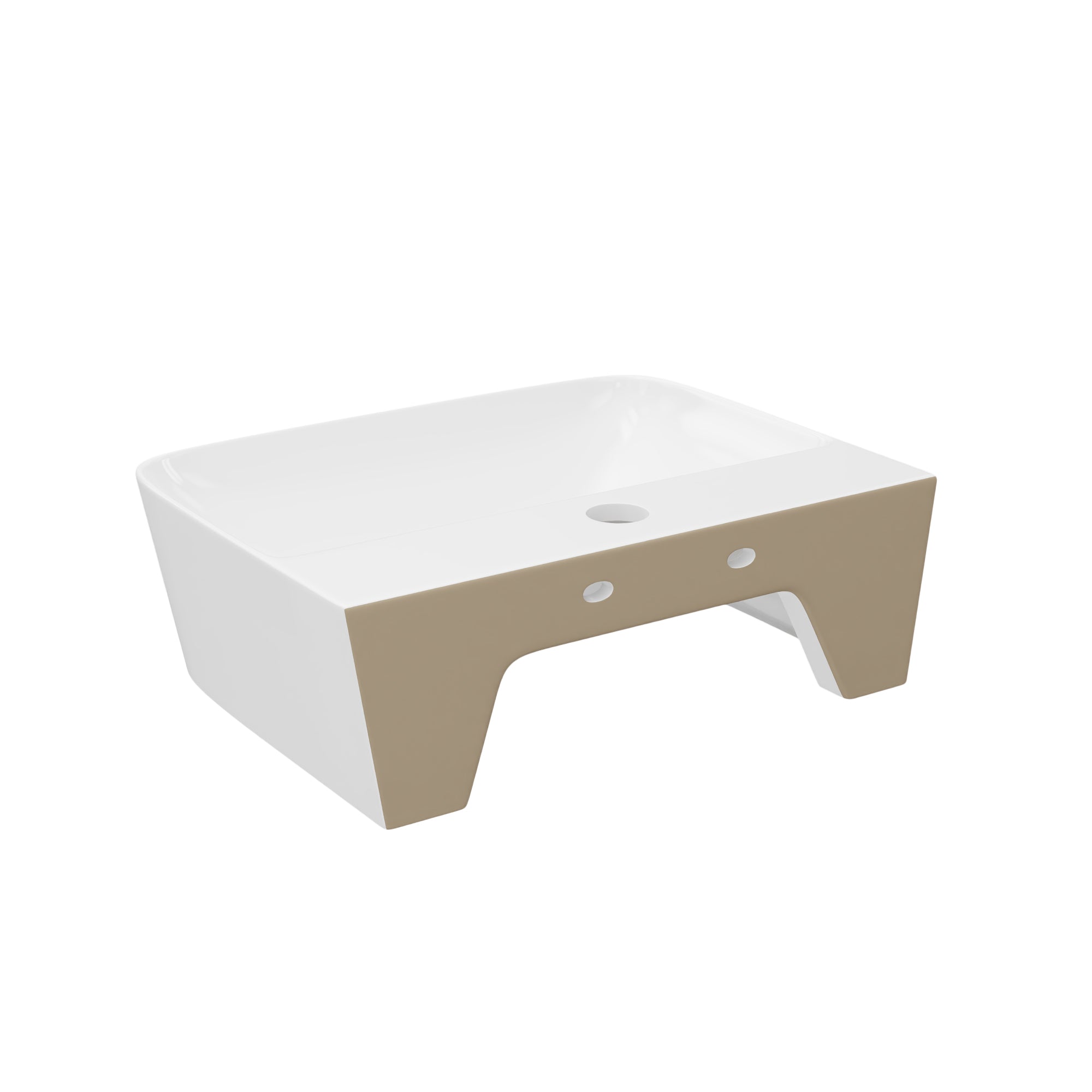 DeerValley DV-EU1WS0433 Wandmontiertes Badezimmer-Waschbecken, Rechteckiges Keramikbecken, Modernes Weiß, Wand- oder Aufsatzmontage, Ohne Überlauf, Mit Wasserloch, 41×32×12 cm,DE