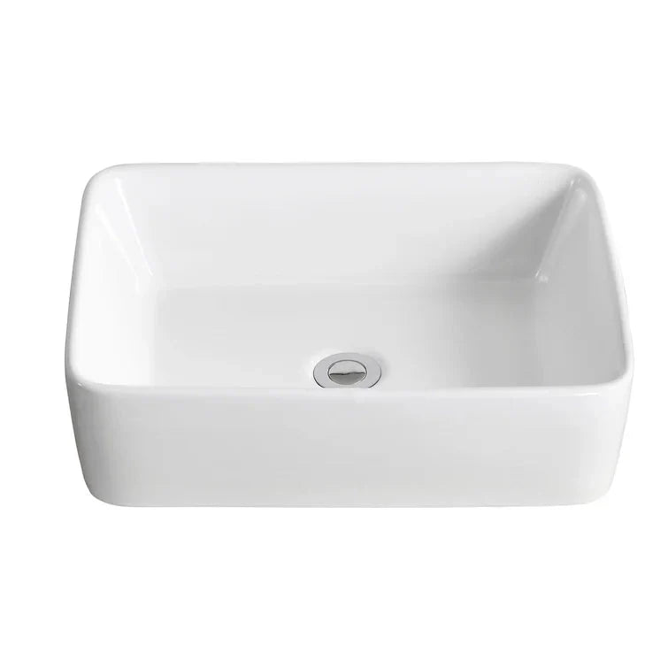 DeerValley Bath DeerValley DV-1V031 Ally Ceramic Sleek Rectangular Bathroom Vessel Sink Vessel Sink